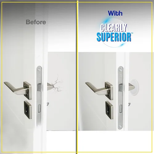 Vista 3 de Clearly Superior Paquete de 8 parachoques redondos medianos transparentes de 2.5 pulgadas, protector de pared autoadhesivo para pomo de puerta