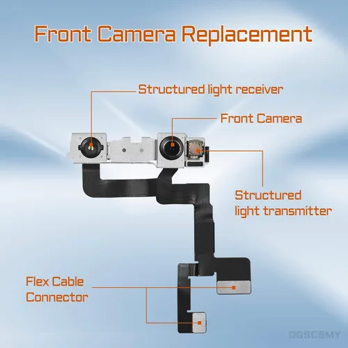 Vista 2 de para iPhone 11 Kit de reparación de repuesto de cámara frontal 12MP 6.1 ", iPhone11 OEM frente a la lente del módulo parte estructurada receptor