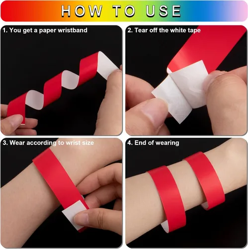 Vista 8 de 2400 pulseras de papel de plástico para eventos, pulseras de papel de colores, bandas de identificación para eventos (multicolor)