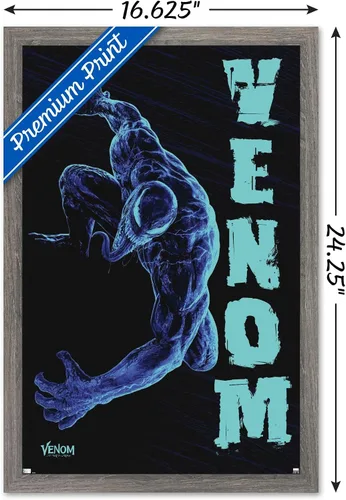 Vista 3 de Trends International Marvel Venom: Let There be Carnage - Póster de pared negro y azul, 22.4 pulgadas de largo x 14.7 W, versión enmarcada de madera
