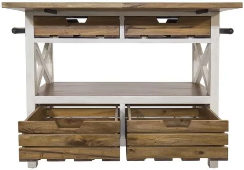 Vista 9 de Yosemite Home Decor Cassidy Farmhouse - Isla de cocina de madera en color blanco