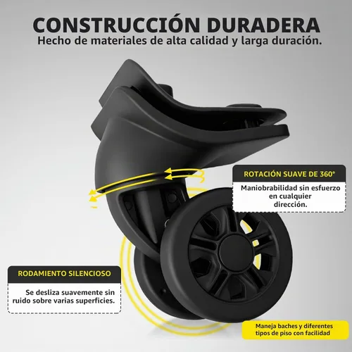 Vista 4 de Repuesto de ruedas de equipaje de doble hilandero para maleta Negro-H045-2