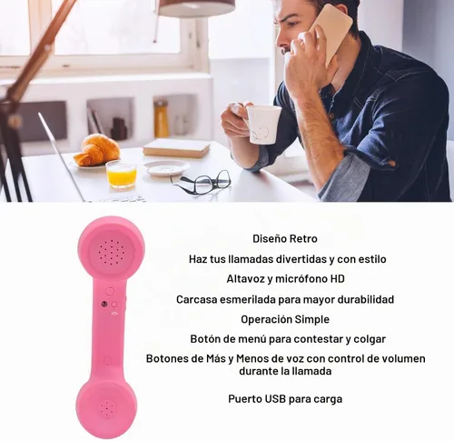 Vista 2 de Teléfono retro con Bluetooth, receptor de teléfono a prueba de radiación para teléfono celular con llamada cómoda, clásico vintage inalámbrico