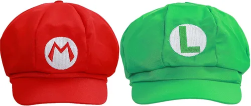 Vista 2 de Super Mario - Sombrero de Super Mario Bros unisex rojo y verde para cosplay XCOSER