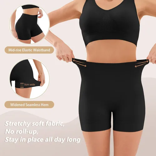 Vista 3 de YADIFEN Pantalones cortos para debajo de los vestidos, pantalones cortos suaves para mujer, ropa interior antirozaduras, pantalones cortos de yoga