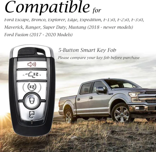 Vista 5 de Vitodeco Funda protectora de cuero para llavero inteligente compatible con Ford (modelos 2018 - 2026), 5 botones, color rojo