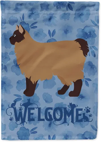 Vista 173 de Caroline's Treasures CK4813CHF - Bandera de bienvenida con gato abisinio azul, manga grande, para porche, para colgar en la pared, poliéster