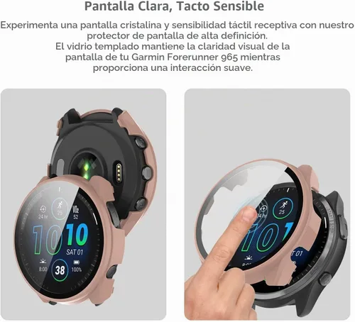 Vista 4 de [Paquete de 5] Funda compatible con Garmin Forerunner 965 con protector de pantalla de vidrio templado, Smartwatch de protección completa