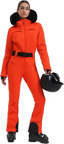 Vista 41 de GSOU SNOW Traje de esquí para mujer, traje de nieve delgado de una pieza, chaqueta de nieve, impermeable, resistente al viento, deportes al aire