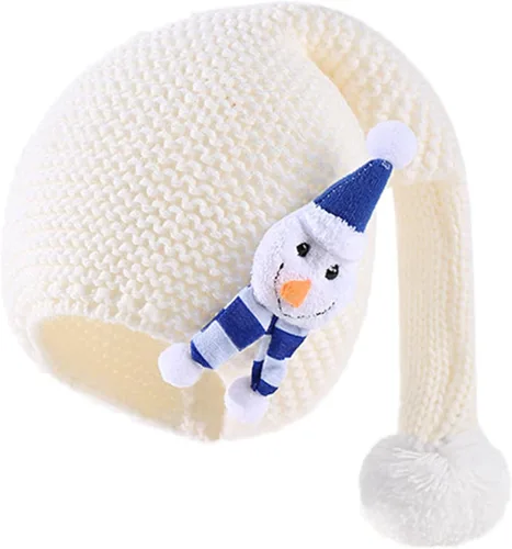 Vista 6 de Kayotuas Gorro de punto de Navidad para niños, bebé, pan de jengibre, lindo pompón, sombreros de dibujos animados, suministros de fiesta de Navidad