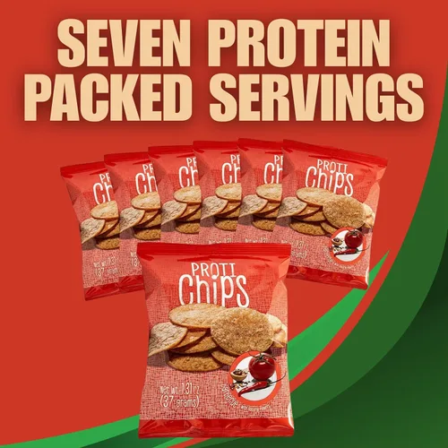 Vista 4 de ProtiFit Chips de proteína para barbacoa, 0.53 oz de proteína, 0.14 oz de carbohidratos netos, bajas en calorías, 1.31 oz (paquete de 7)