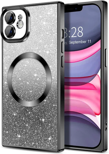 Vista 62 de Hython Funda para iPhone 13 Pro transparente con purpurina magnética [compatible con MagSafe] Protector completo de lente de cámara delgado
