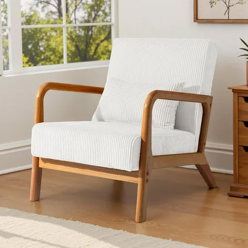 Vista 5 de Silla decorativa, sillón moderno de mediados de siglo con almohada, sofá tapizado, silla auxiliar de lectura para sala de estar y dormitorio A