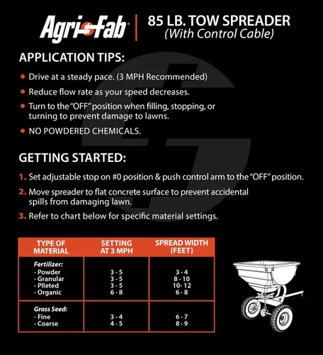 Vista 10 de Agri-Fab 45-0530-131, 85 lb. Esparcidor de transmisión de remolque, negro/naranja