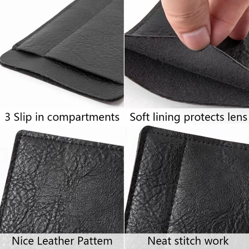 Vista 4 de TRIUMPH VISION Bolsa doble para gafas de sol, funda de cuero suave para gafas de sol y lectura