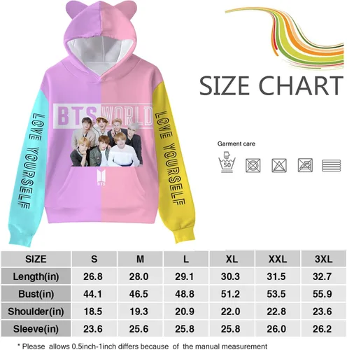 Vista 3 de Sudadera con capucha unisex con orejas de gato Kpop con estampado 3D para adultos, mujeres y jóvenes