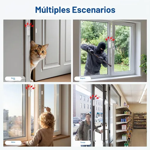 Vista 7 de TECKNET Alarmas de puerta cuando se abre, alarma con sensor de puerta inteligente WiFi de 2.4 G y timbre, alertas de aplicación, alarmas de puerta
