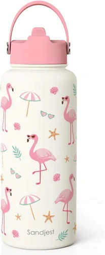 Vista 15 de Regalo de repostería para mujeres, botella de agua de acero inoxidable de 32 oz con tapa y popote, botellas aisladas estéticas de dulces, regalos