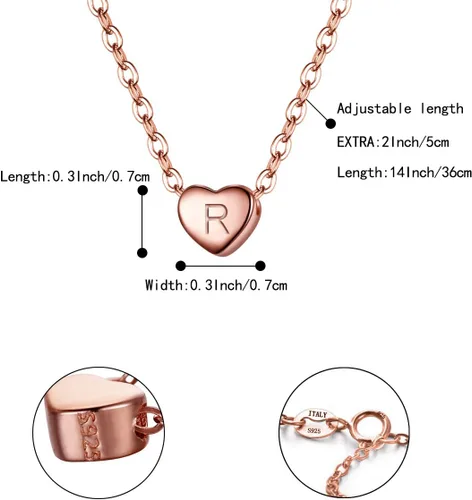 Vista 5 de BriLove Gifts for Mom Girls Women 925 Sterling Silver Tiny Initial Heart Pendant Choker Necklace for Mothers DayValentines