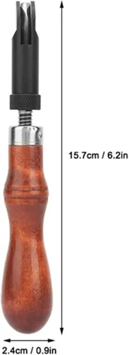 Vista 2 de TOPINCN Ranura de empuje tipo V, mango de madera ajustable, herramienta de ranurado de cuero para manualidades de cuero, borde de ranura