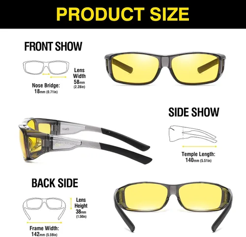 Vista 2 de DUCO Lentes de conducción de visión nocturna para hombres y mujeres, antirreflejos, polarizados, amarillos, lentes nocturnos, 8953Y