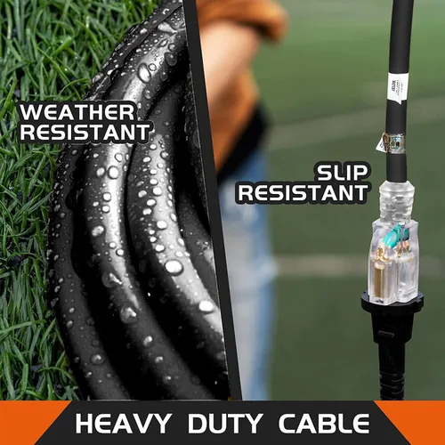 Vista 7 de Cable de Extensión HONDERSON con Extremo Iluminado, Certificado UL, Calibre 10, 1 Pie, Negro, 3 Puntas, Resistente, 10/3 SJTW, 15A, Cable de Energía