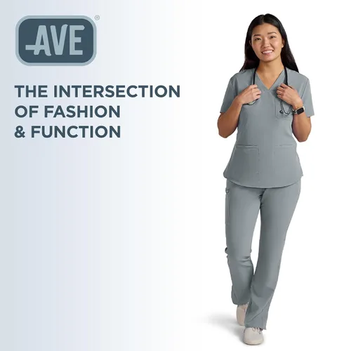 Vista 6 de ave. Lex - Camiseta médica para mujer, estilo túnica, tela elástica en 4 direcciones, cómoda, de fácil cuidado, resistente a las arrugas