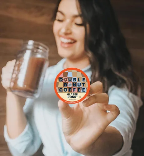 Vista 56 de Double Donut Coffee Cápsulas de Café Half Caff, Cápsulas de Café de Media Cafeína de Porción Individual para Cafeteras Keurig K Cup, Tostado Medio
