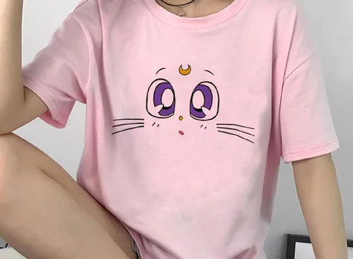 Vista 2 de DealG Sailor Moon - Camiseta de dibujos animados para mujer