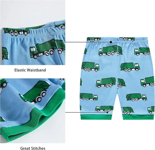 Vista 5 de KikizYe Boys Shark Short Sleeve Pajamas Kids Summer Pjs Size 5