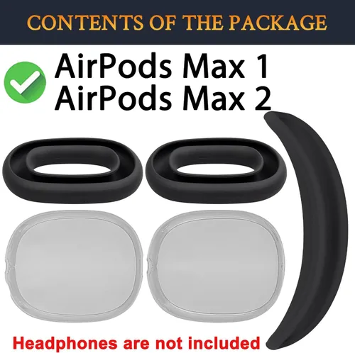 Vista 2 de Kit protector SOULWIT para AirPods Max, cubierta de diadema + protector de estuche de TPU + cubierta de almohadillas de silicona, accesorio Negro