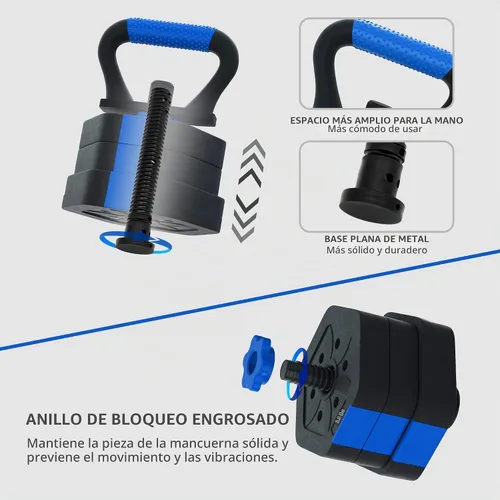 Vista 4 de VIVITORY Juego de mancuernas de pesos ajustables, pesas libres con conector, juego de mancuernas ajustables antideslizantes, barra para gimnasio