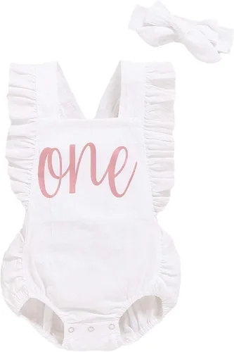 Vista 71 de Shalofer Traje de primer cumpleaños para bebé niña con diadema