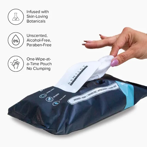 Vista 2 de DRMTLGY Toallitas de ducha para cuerpo y cara para mujeres y hombres, 45 toallitas. Toallitas de limpieza XTRA grandes biodegradables sin enjuague