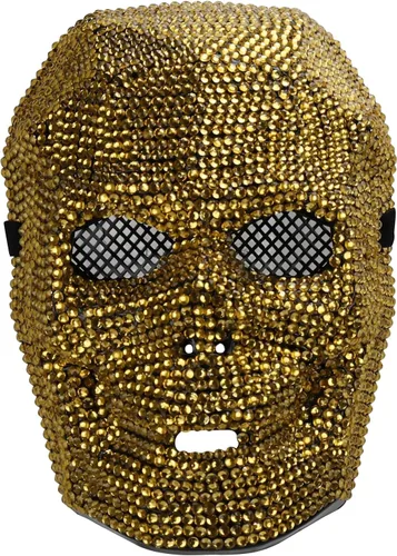 Vista 5 de Trendy Apparel Shop Accesorio de disfraz de media máscara de calavera con diamantes de imitación