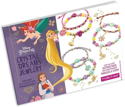 Vista 6 de Kit de joyería de sueños de cristal de princesa Disney de Make It Real - Set de cuentas y dijes de pulsera DIY con cristales Swarovski, incluye