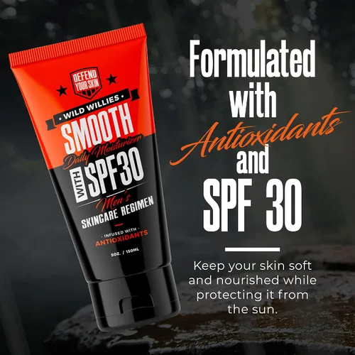 Vista 2 de Wild Willies Hidratante facial diario para hombres SPF 30 - Hidratante facial formulado con aceite esencial y antioxidante para hombres - Loción