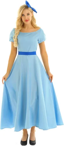 Vista 2 de Vestido de sirvienta de Halloween con cuello de barco para mujer, disfraz de anime, uniforme escolar, cosplay