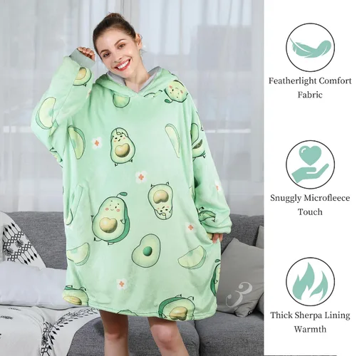 Vista 6 de AmyHomie Manta con capucha para adultos y adolescentes, manta con capucha Sherpa de gran tamaño, cálida y acogedora como regalo de cumpleaños