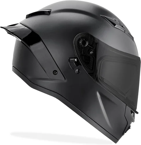 Vista 9 de GDM Casco de motocicleta Demon de cara completa Negro mate - Escudos cromados y transparentes