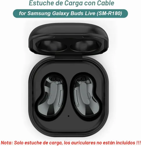 Vista 2 de Kissmart - Funda de carga para auriculares Galaxy Buds Live SM-R180 (negro) Funda de cargador de repuesto para Samsung Galaxy Buds Live Auriculares