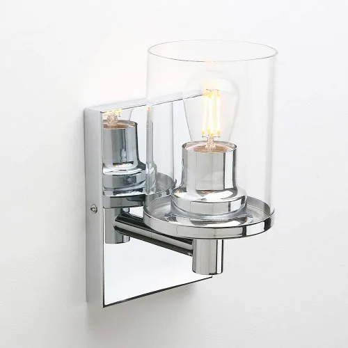 Vista 3 de Pathson Juego de 2 apliques de pared cableados, luces de tocador de pared de baño con vidrio transparente y base E26, accesorios de montaje en pared