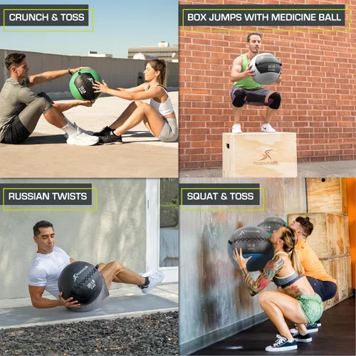 Vista 5 de ProsourceFit Bolas medicinales blandas, bolas de pared y ejercicios dinámicos de cuerpo completo, pesos codificados por colores: 6, 10, 14, 20 Lb.