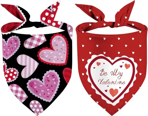 Vista 8 de XOXO - Pañuelos para el día de la madre, pañuelo para perro con corazón rojo, 2 unidades (02)