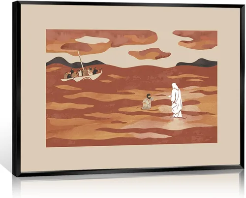 Vista 15 de OAOPIC Póster enmarcado con versículos bíblicos de la Biblia de Noé, arte de pared de historia bíblica cristiana, pintura impresa de escritura