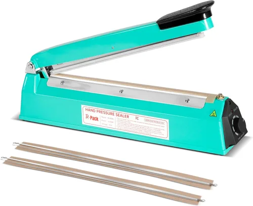 Vista 13 de Sellador térmico por impulso con cortador, máquina de sellado y corte de bolsas de alta resistencia, 2 reemplazos adicionales (naranja, 8 pulgadas)