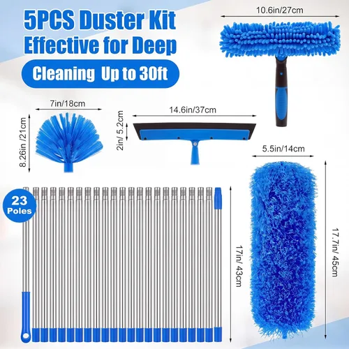 Vista 2 de Kit de plumero de alto alcance de 36 pies con poste de extensión de 2 a 30 Azul