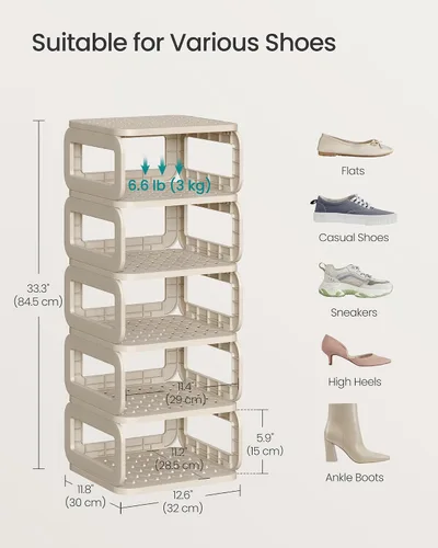 Vista 6 de SONGMICS - Estante para zapatos, organizador de zapatos, 6 estantes, almacenamiento de zapatos, estante estrecho para entrada, estante abierto