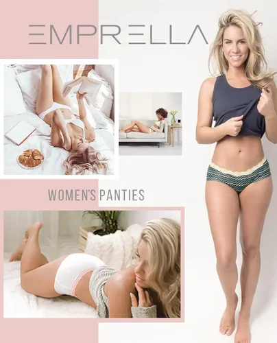 Vista 4 de Emprella Ropa interior de algodón para mujer, paquete de bragas de encaje hipster para mujer, tallas grandes
