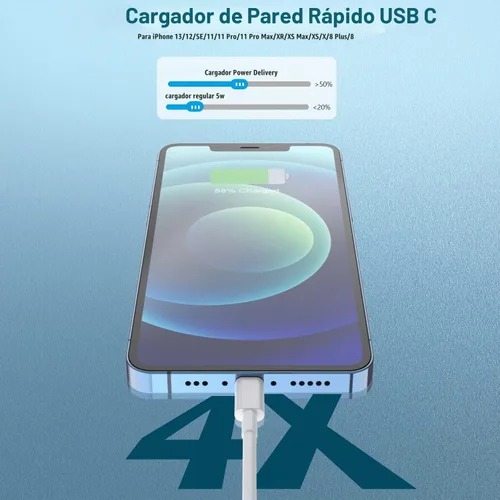 Vista 2 de Cargador rápido para iPhone, cargador extra largo para iPhone, carga rápida, 10 pies, paquete de 2 cargadores de teléfono i de 10 pies, adaptador